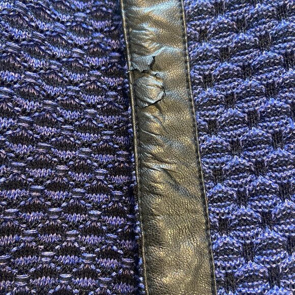 MING WANG Sapphire Tweed Knit Jacket Size 1X Purple Black 3/4 Sleeve Trim - Picture 6 of 9